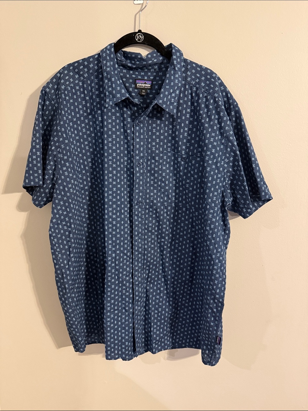 Patagonia Blue Short-Sleeve Printed Button-Down Shirt